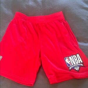 NBA Red Kids Athletic Shorts with Logo